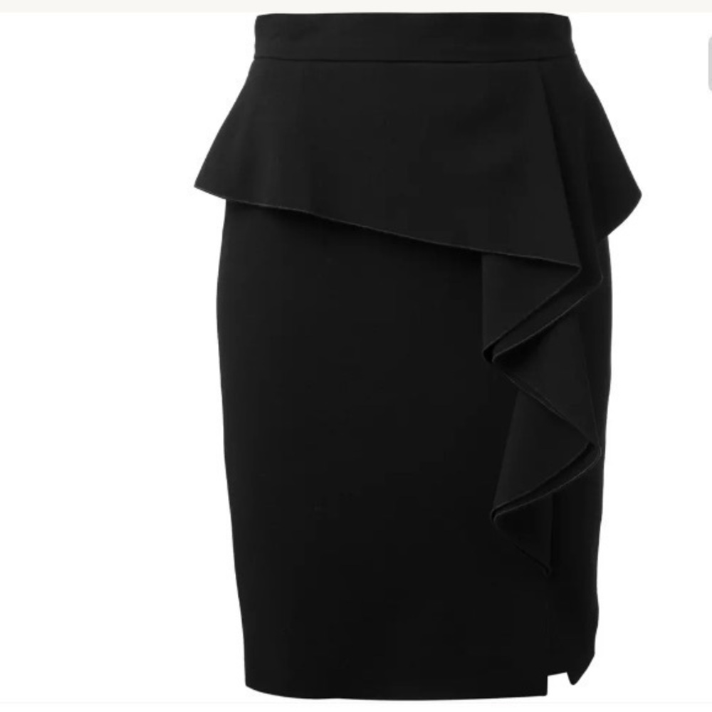 Emilio Pucci Black Pencil Skirt with Draped Ruffle